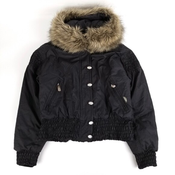 Obermeyer Jackets & Blazers - Vintage Obermeyer Waterproof Crop Fur Collar Hoodie Snow Jacket Womens 6 Black